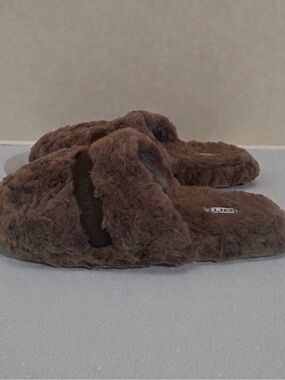 Børn Cozy Faux Fur Slippers Brown Size S/M ( 5- 7.5 )